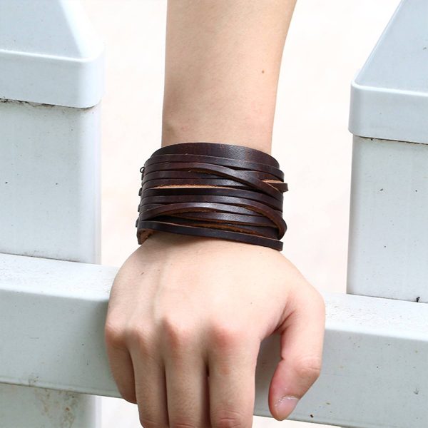 PU Punk wide-skin woven bracelet - Image 4