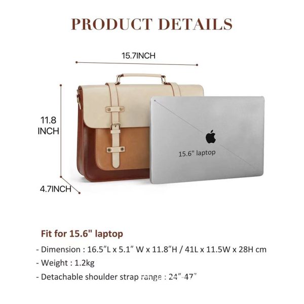Laptop for Women 15.6 inch Briefcase Genuine Leather Bag - Image 5