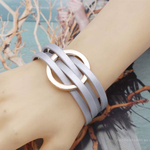 PU Multi-layered wristband, large ring cuff bracelet - Image 7