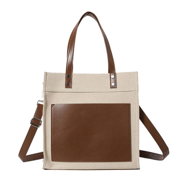 Canvas Tote Bag PU Leather Handles Adjustable strap - Image 4