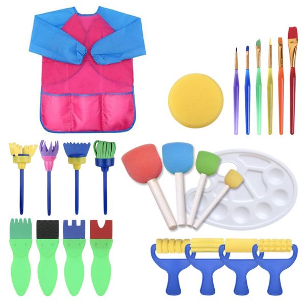 Plastic Sponge brush palette painting set of 25 pieces - Image 4