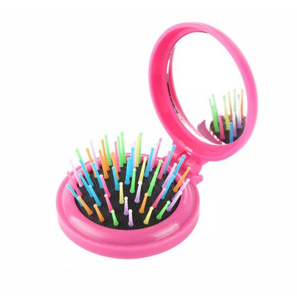 Mini 2-in-1 Plastic Pop-Up Mirror Brush