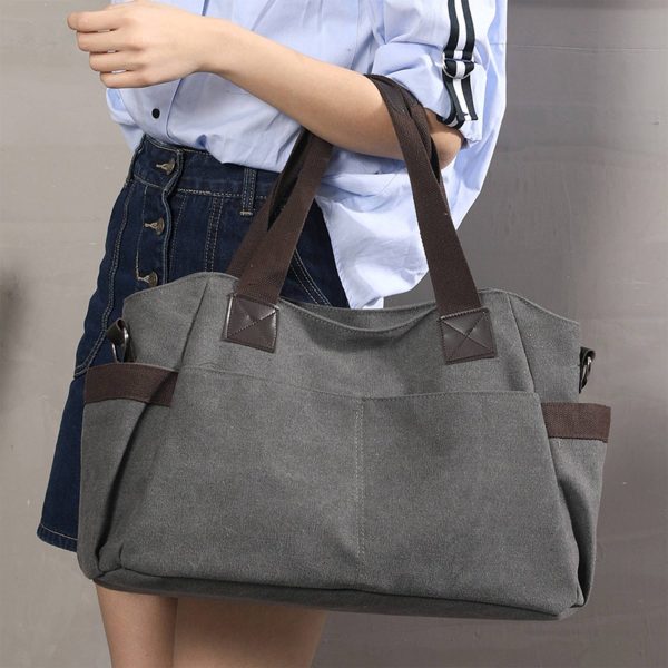 Big Canvas Tote top Handle bag for Travel