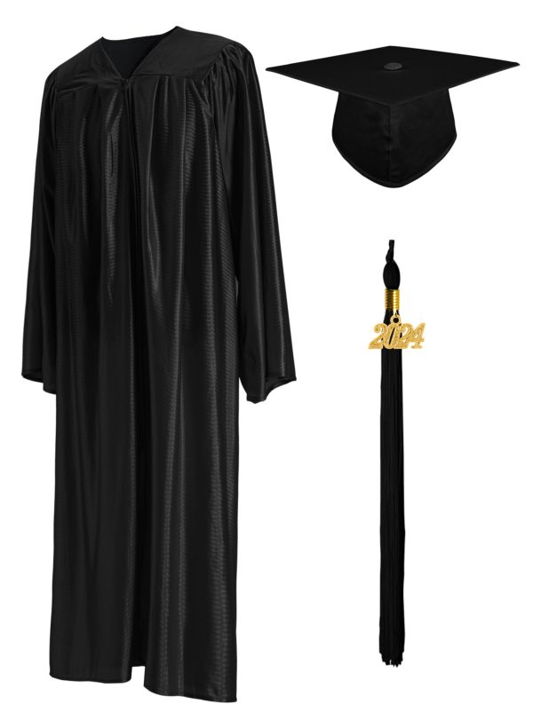 Shiny Graduation Gown Cap Tassel Set