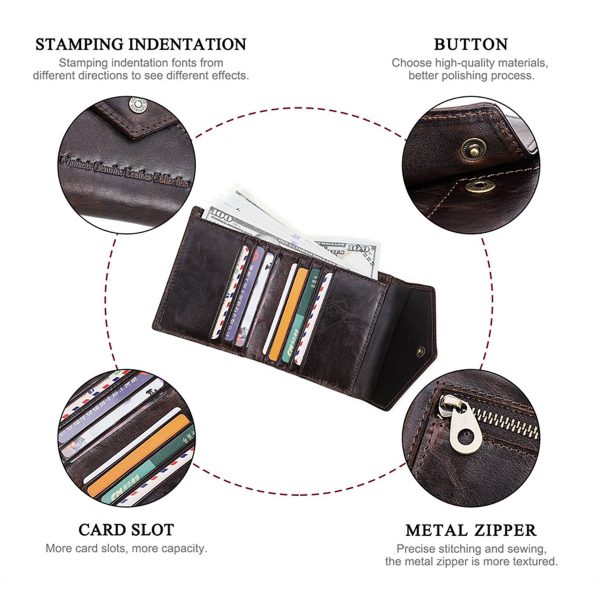 Genuine Leather RFID Magnetic Multiple positions Wallet - Image 5