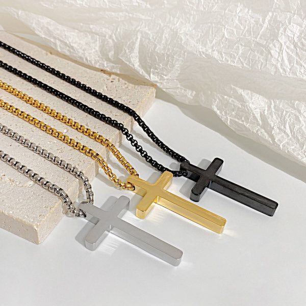 Stainless Steel Simple Statement Cross Necklace - Image 5