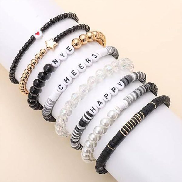Plastic Black and white star heart smiley face bracelet - Image 5