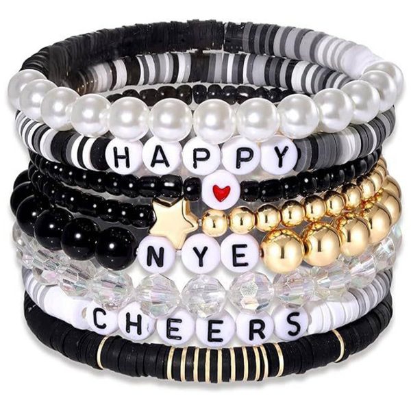 Plastic Black and white star heart smiley face bracelet - Image 2