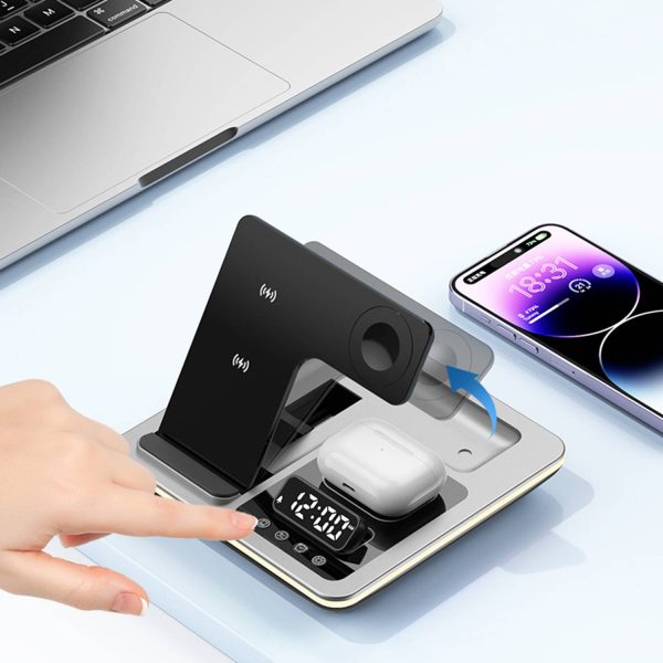 5-In-1 Electric Folding Wireless Charger W/ Alarm Clock - Image 4