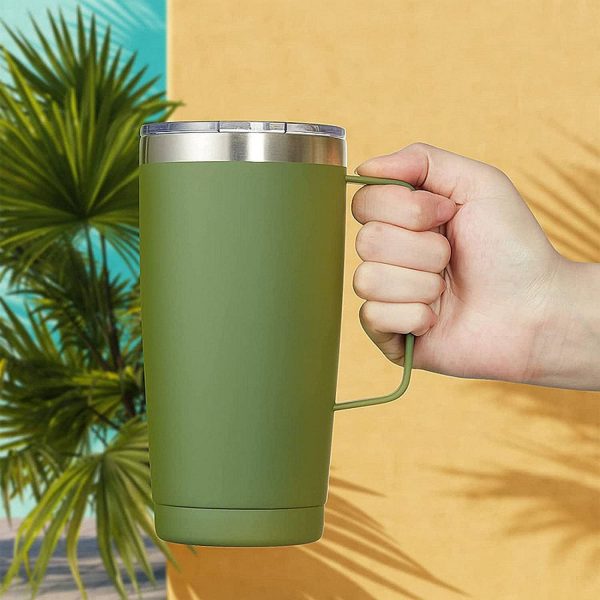 20oz Stainless Steel Insulated Coffee Tumbler w/ Handle - Image 6