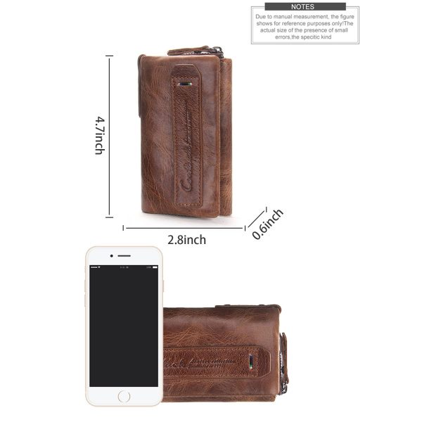 Genuine Leather Key Holder Wallet Men Coffee Black - Image 5