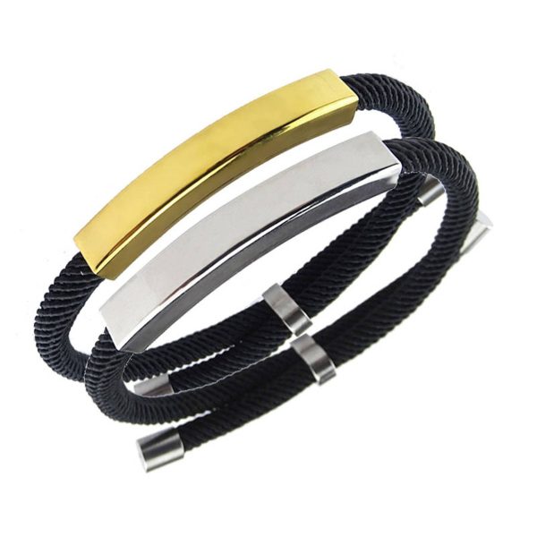 Stainless steel braided cotton rope bracelet - Image 4