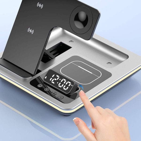 5-In-1 Electric Folding Wireless Charger W/ Alarm Clock - Image 5