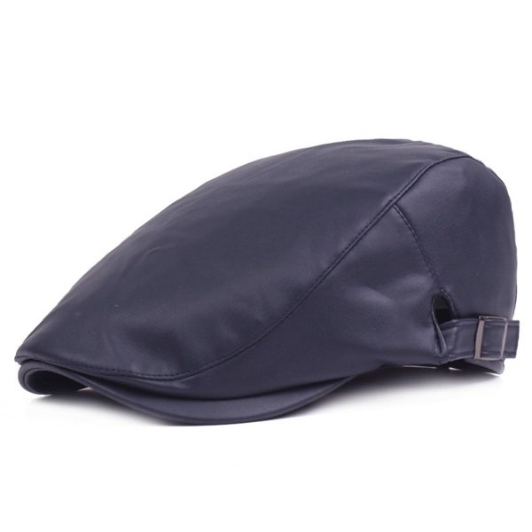 PU Leather Fashion Beret Hat Flat Cap - Image 3