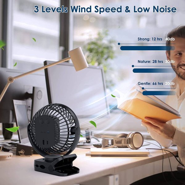 Portable Camping Rechargeable Fan with LED Lantern - Image 3