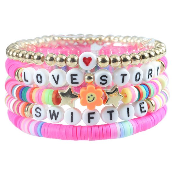 Plastic Stretch statement coloured letter beaded bracelet - Image 6