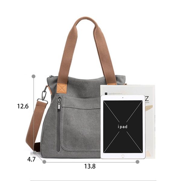 Canvas Multi-pocket Tote Bag - Image 7