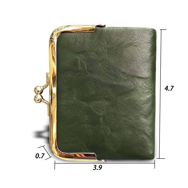 Genuine leather Ladies Coin Purse With Zipper and Kiss Lock - Image 6