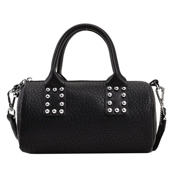 PU Leather Stylish Cylindrical Handbag Crossbody Bag - Image 2