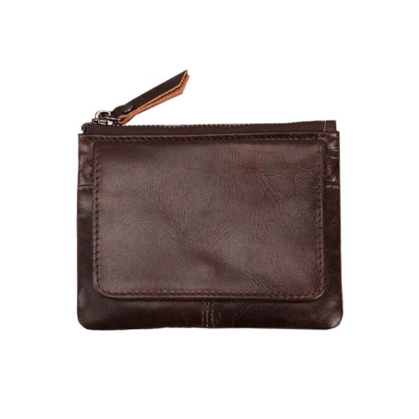 Genuine Leather 2 Zipper Coin Purse Wallet