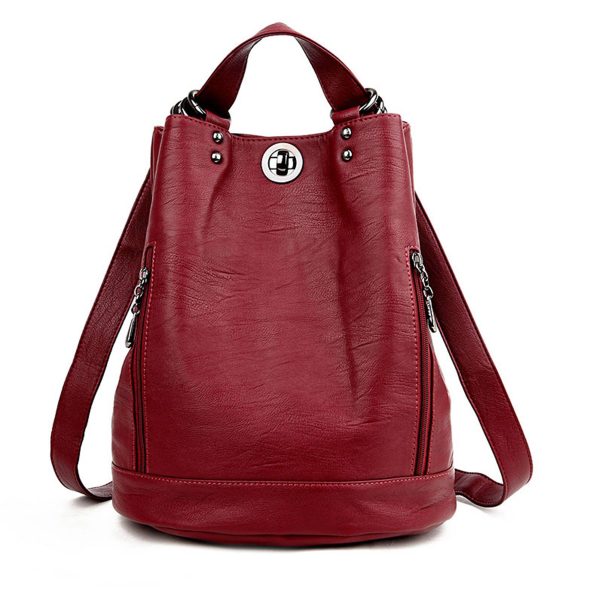 Pu high-capacity Bucket Backpack Women - Image 2