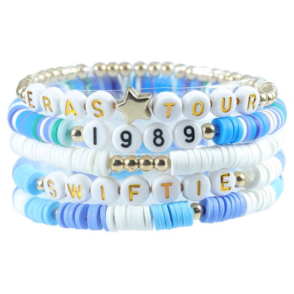 Plastic Stretch statement coloured letter beaded bracelet - Image 3