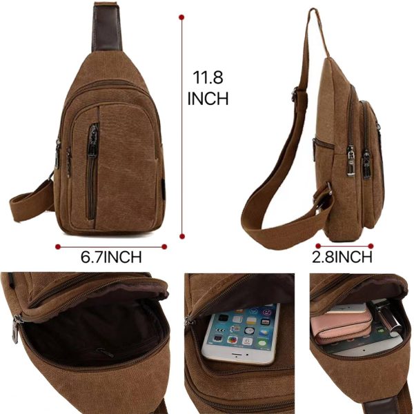 Crossbody Canvas Sling Bag Backpack with Adjustable Strap - Image 5