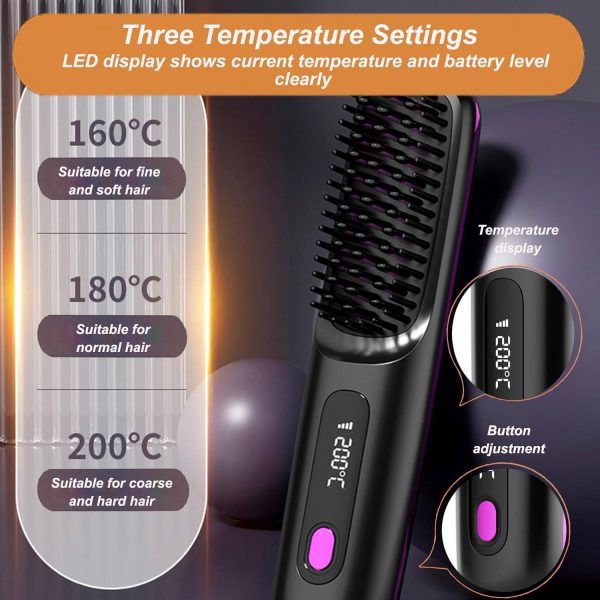 Travel Portable Rechargeable Hair Straightener Comb - Image 6