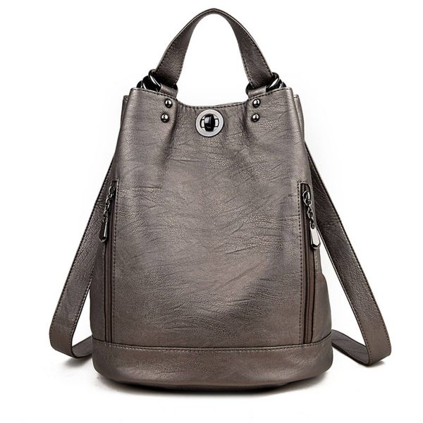 Pu high-capacity Bucket Backpack Women - Image 5