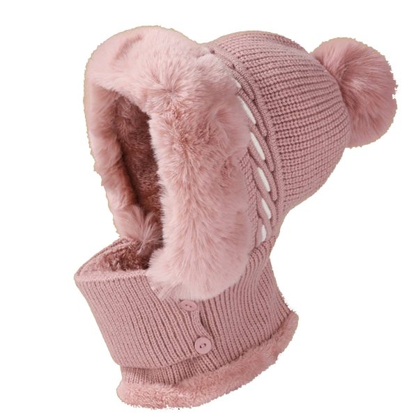 Winter Warm One Piece Fleece Scarf Mask Knitted Hat - Image 4
