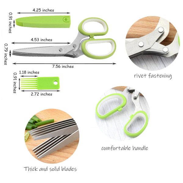 Five blade herb Scissors with Cover and Comb - Image 5
