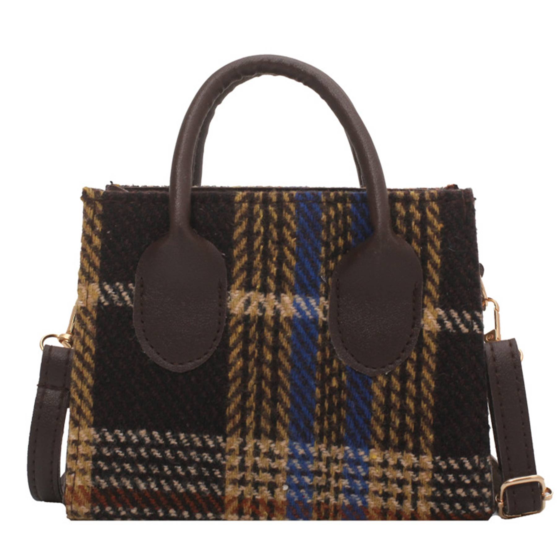 Canvas Small Checkered Cross-body Bag - Image 2