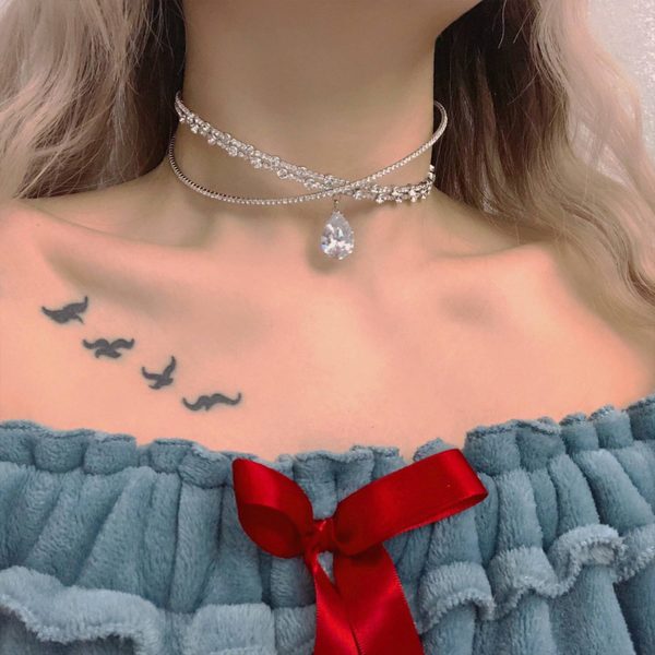 Alloy Flash diamond zircon drop collar