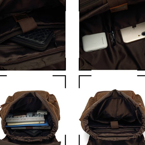 Large Vintage Canvas Backpack for Men - Image 4