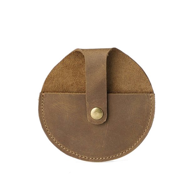 Genuine Leather Round vintage coin storage bag