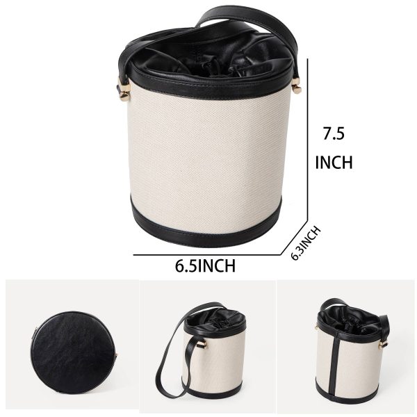 Contrasting canvas-paneled bucket shoulder bag - Image 5