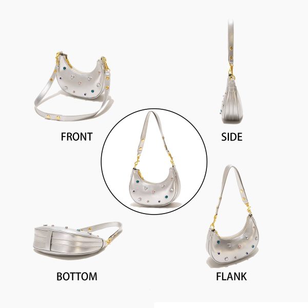 PU Leather Diamond-embellished Cross-body Bag For Women - Image 3