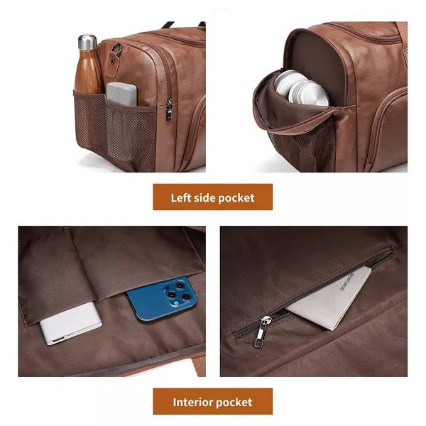 Men'S Waterproof Pu Shoulder Bag W/ Multi Compartments - Image 6
