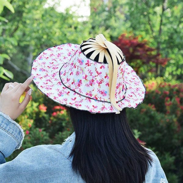 2 in 1 Portable Foldable Bamboo Fan Hat for Summer - Image 4
