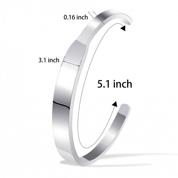 Titanium Steel Engraved Open Bracelet - Image 3