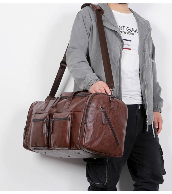 Pu Briefcase Men's Luggage Oversize Travel Duffel Bag - Image 3