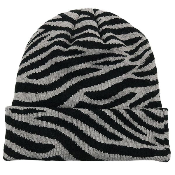 Spotted Knit Cap Cow Stripes Beanie - Image 8