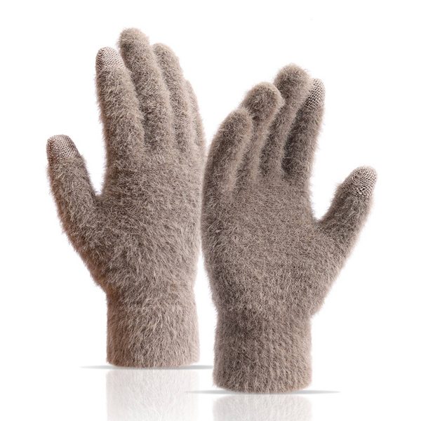 Womens Winter Mink Touchscreen Gloves - Image 4