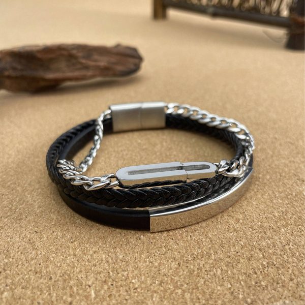 Multi layer woven leather bracelet - Image 4