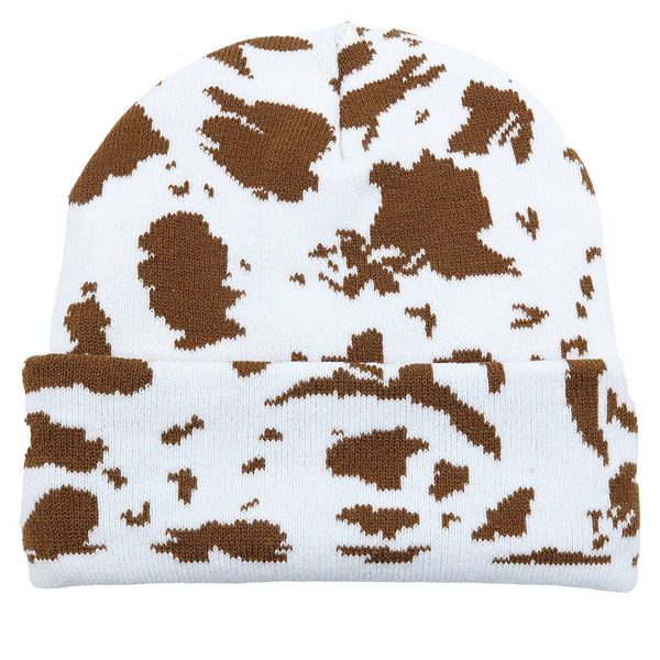 Spotted Knit Cap Cow Stripes Beanie - Image 3