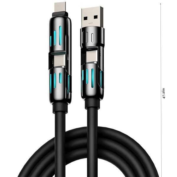 240W 4-in-1 Fast Charging Cable with LED – TPE Material - Image 2