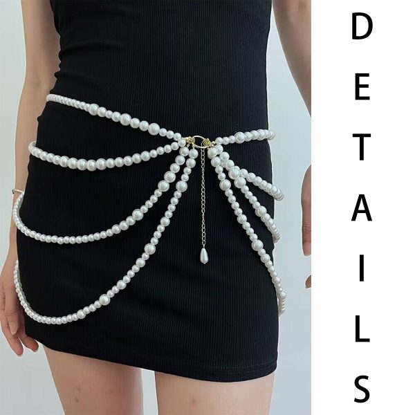 Alloy Multi-layered imitation pearl body chain