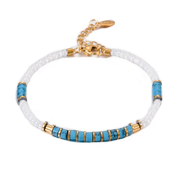 Stainless steel turquoise bracelet