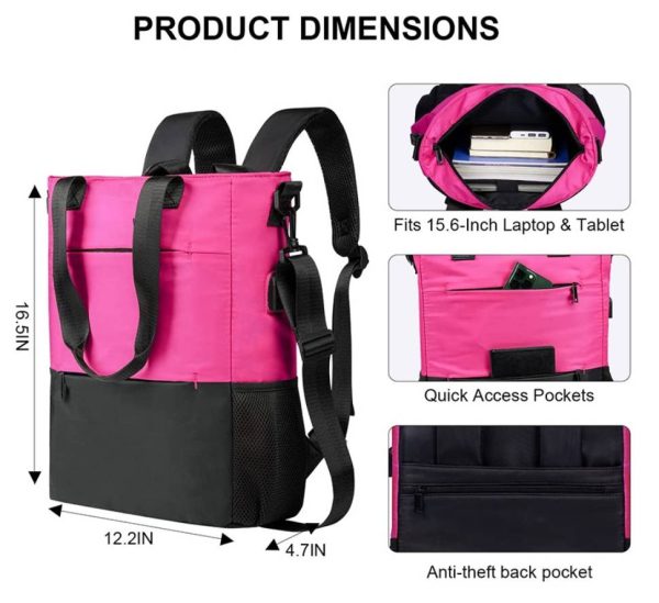 Convertible Women Laptop Water Resistant Casual Backpack - Image 2