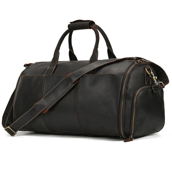 Genuine Leather Weekender Garment Duffle Bag - Image 2